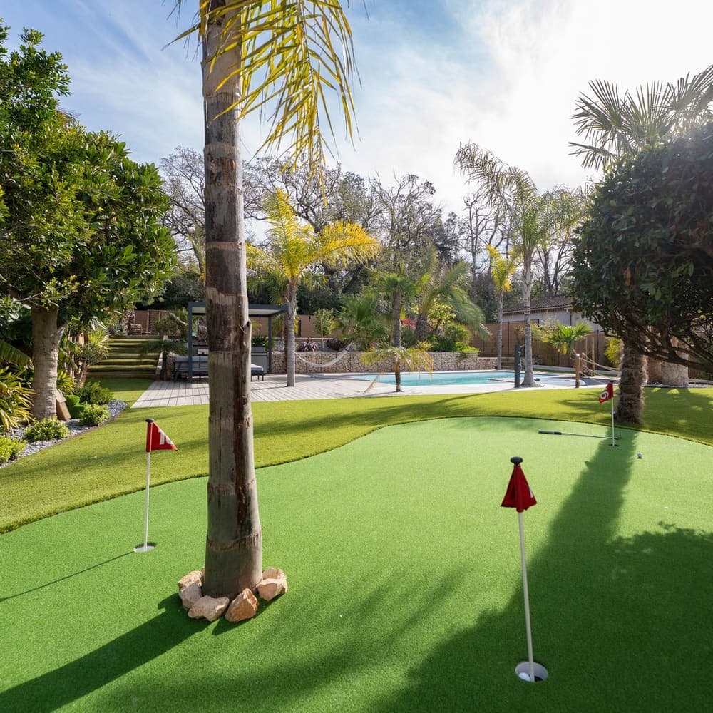 Palm-Shaded Poolside Green, synthetic putting green in Saint-Tropez, French Riviera